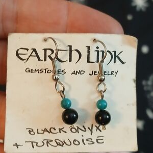 Black onyx and turquoise earrings